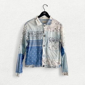 Kapital Paisley Print Long Sleeve Button Up Dress Shirt in Blue and White